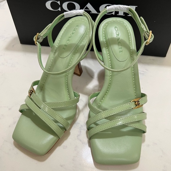 Coach Women's Mint Green Strappy Heels - Picture 4 of 9